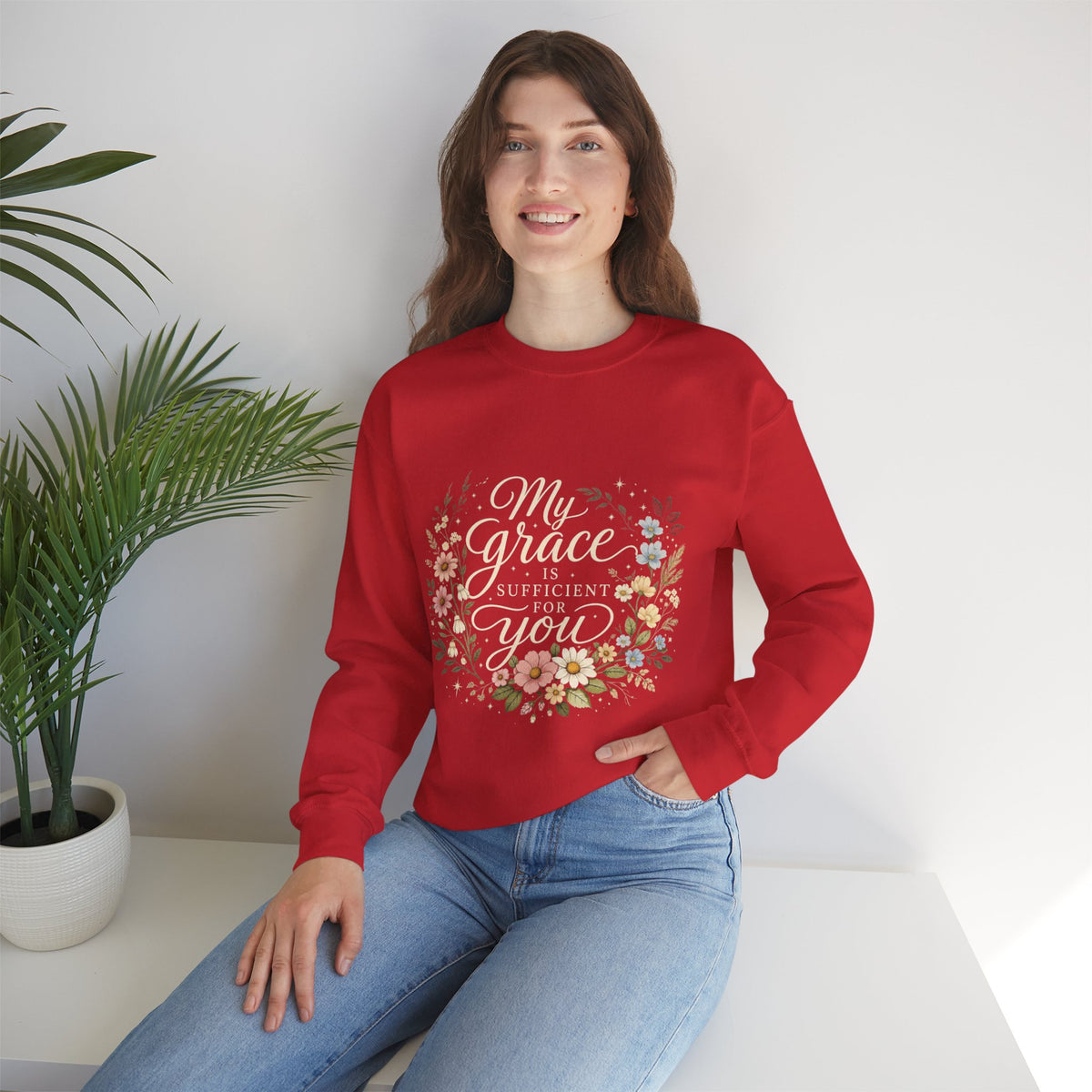 My Grace Is Sufficient For You Floral Crewneck Sweatshirt