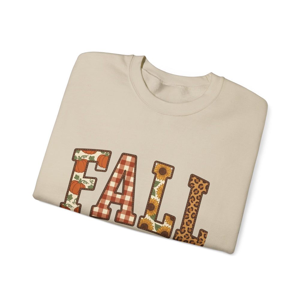Fall Fest Sweatshirt — Autumn Plaid & Leaf Graphic Crewneck