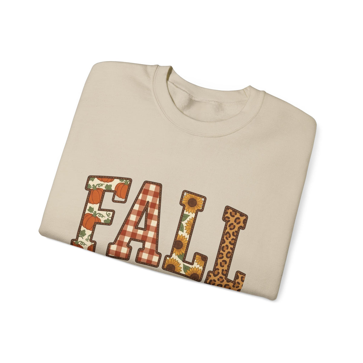Fall Fest Sweatshirt — Autumn Plaid & Leaf Graphic Crewneck