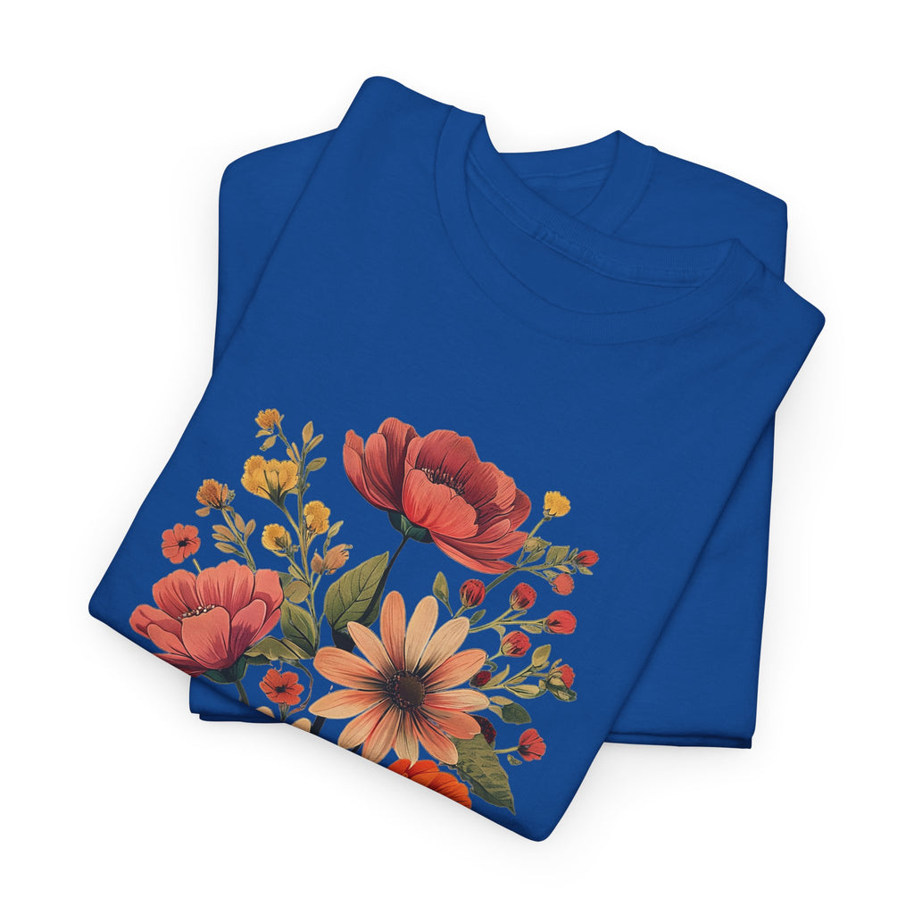 Floral Bouquet Tee — Vintage Orange & Peach Flowers with 'Grace' Script