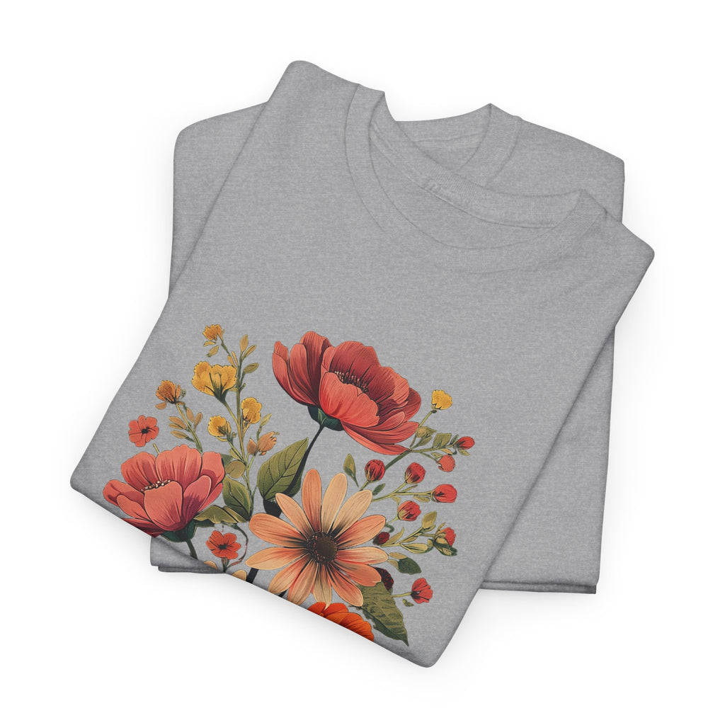 Floral Bouquet Tee — Vintage Orange & Peach Flowers with 'Grace' Script