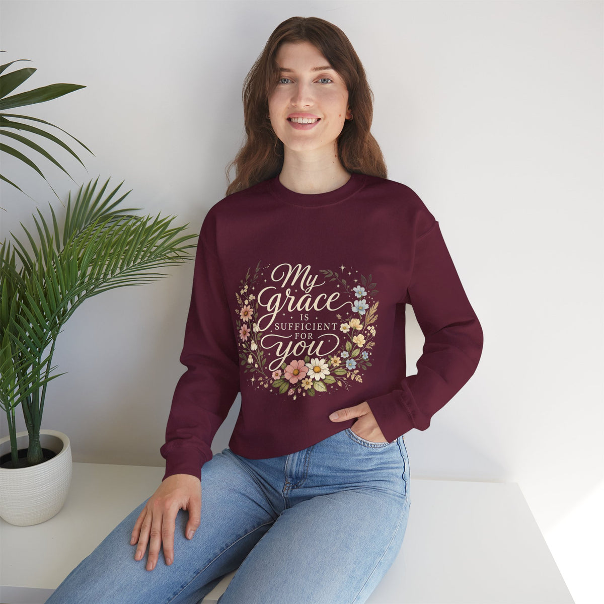 My Grace Is Sufficient For You Floral Crewneck Sweatshirt