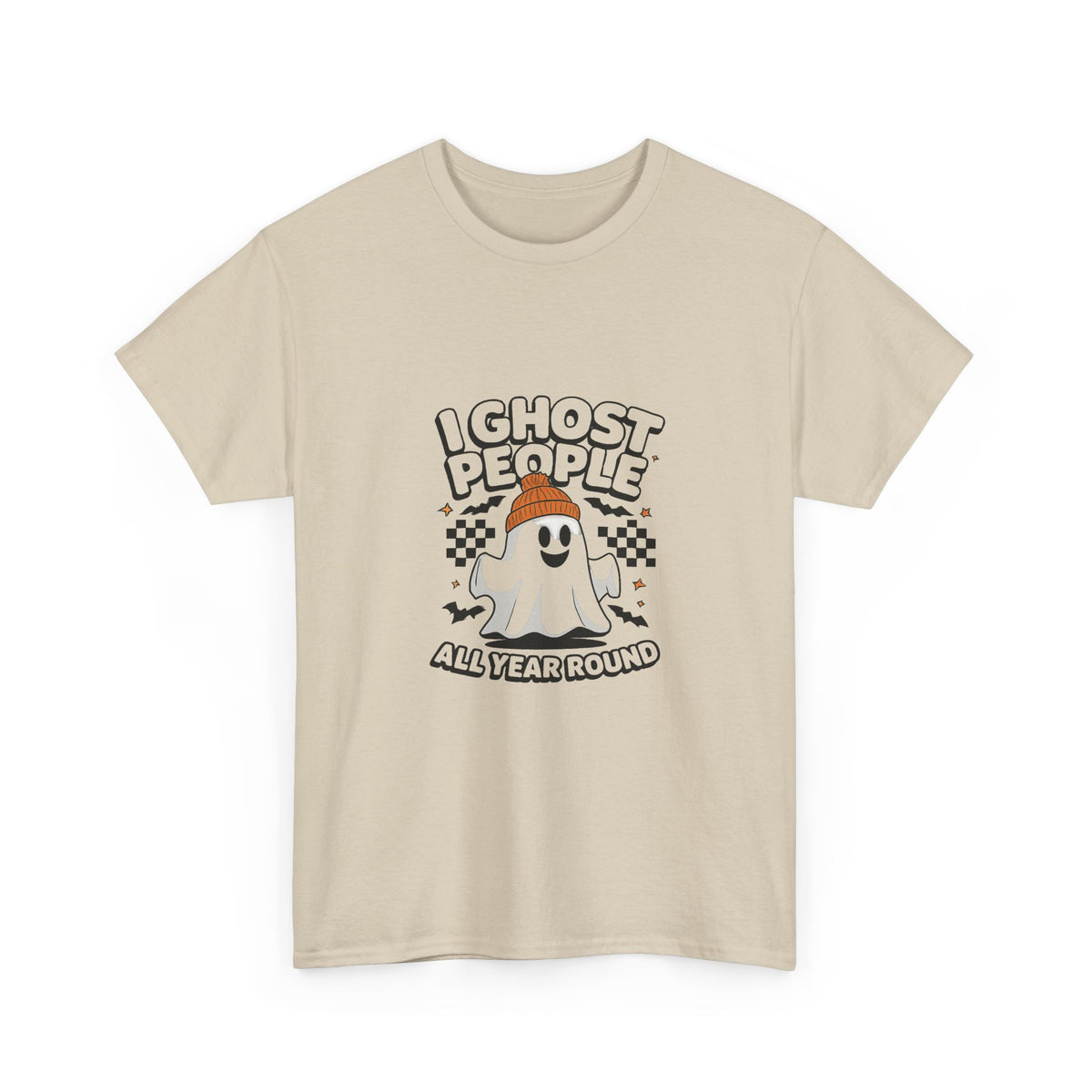 I Ghost People All Year Round T-Shirt — Cute Ghost Graphic Tee for Halloween & Everyday