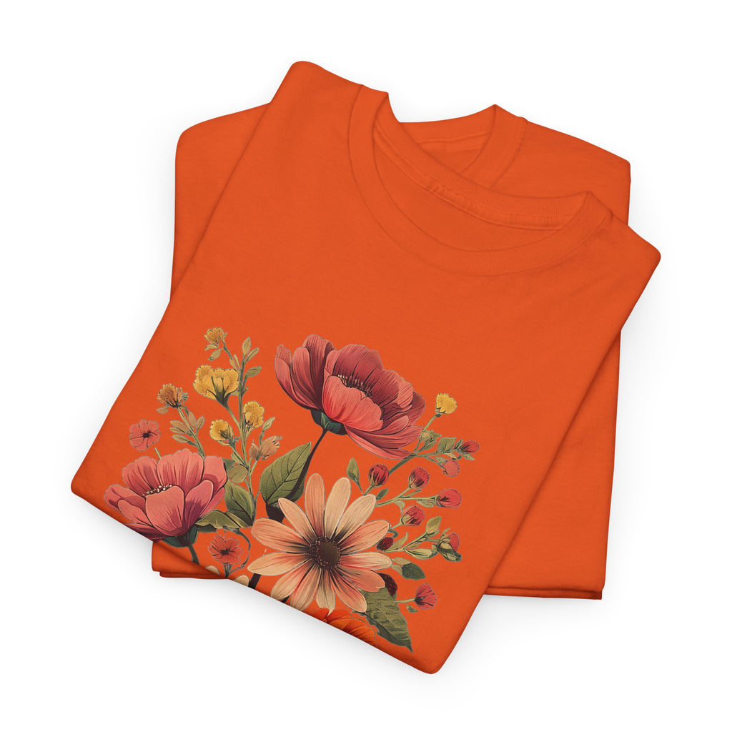 Floral Bouquet Tee — Vintage Orange & Peach Flowers with 'Grace' Script